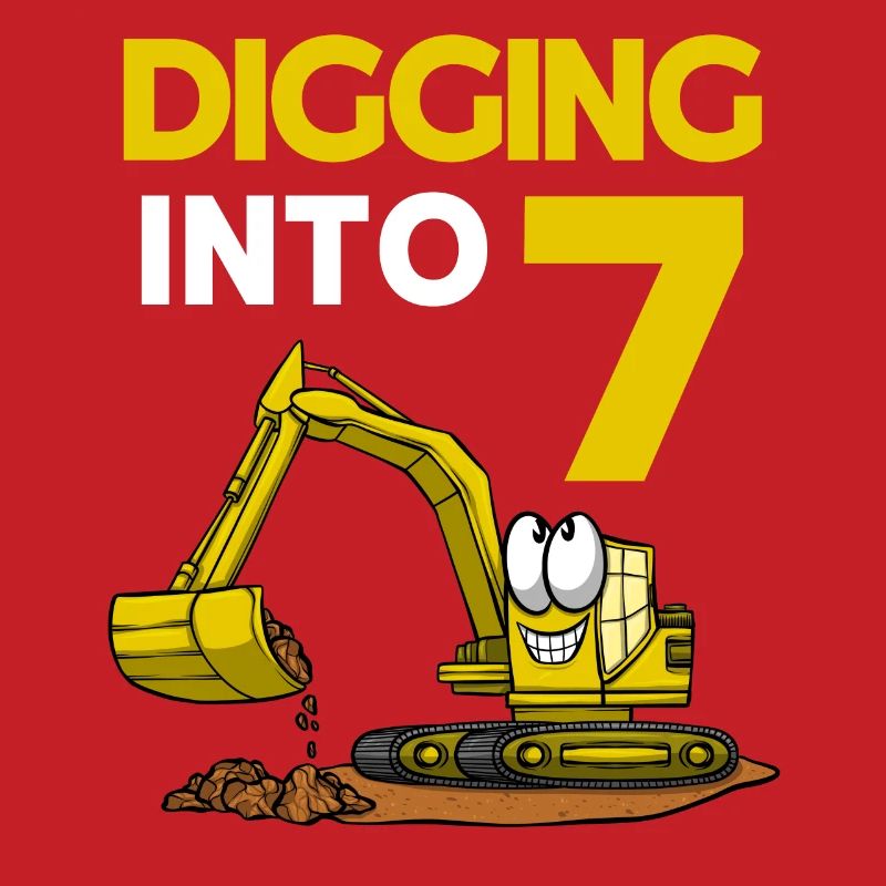 Excavator Driver Digging Into 7 Birthday Excavator