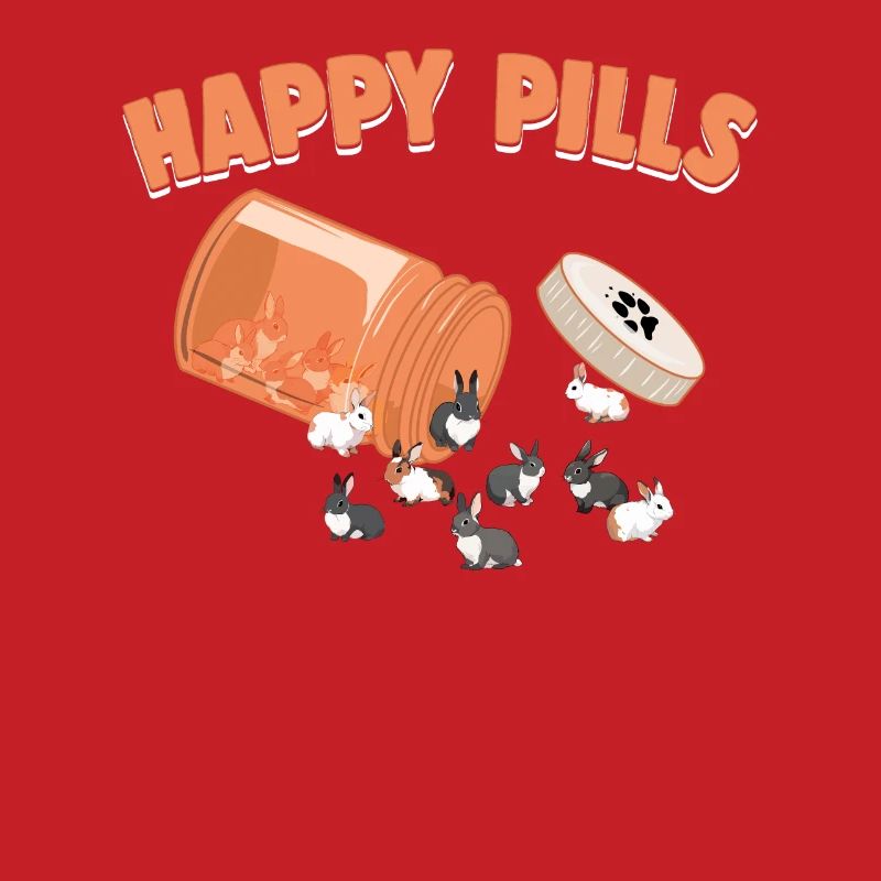 Happy Pills Cute Rex Bunny Funny Rabbit Breed Pun