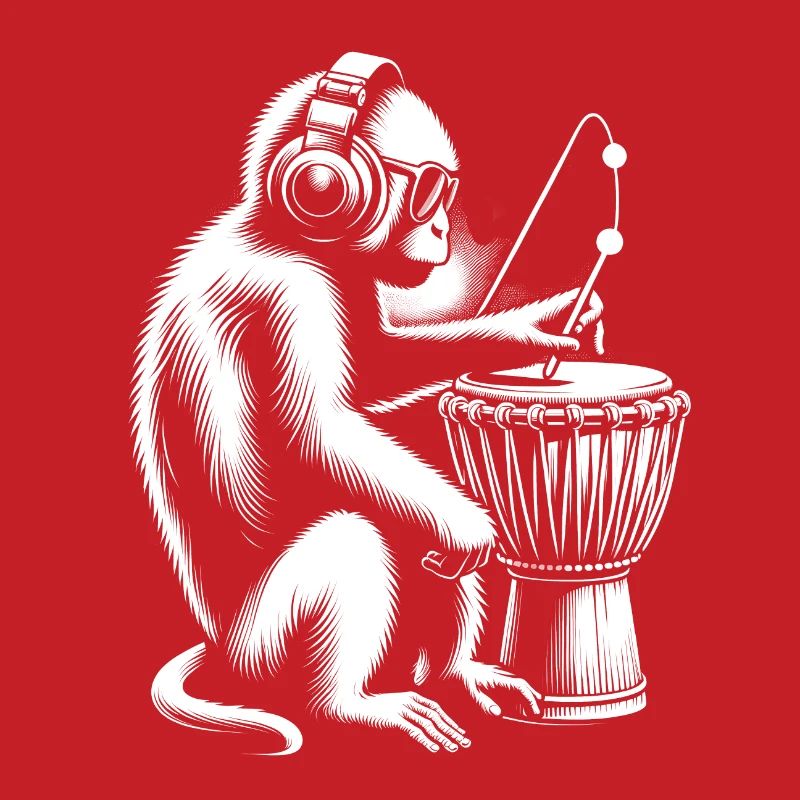 Affe mit Djembe - Djembe-Virtuose