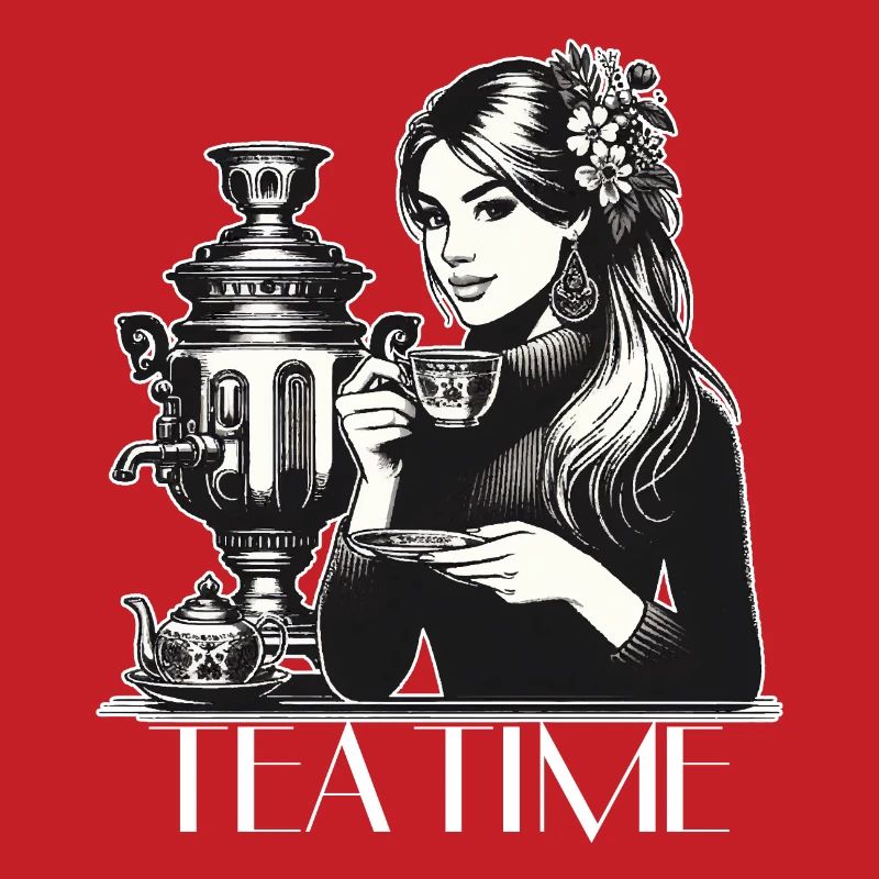 Samowar Teezeit Frau Geschenk