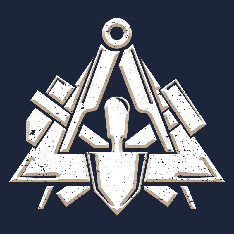 Symbole de la guilde des maçons dans un look grunge 3d cool