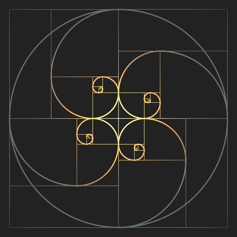 Fibonacci spirals golden section geometry Phi