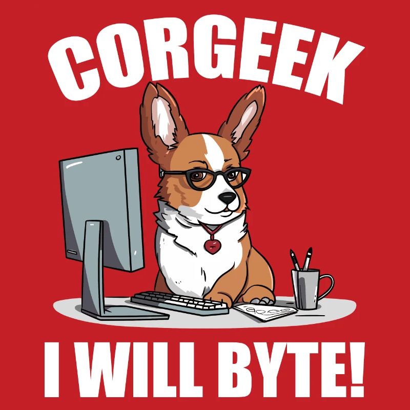 Corgi mit Brille I Will Byte Computerfreak Corgeek