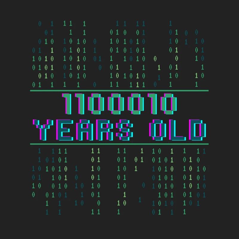 98th Birthday 98 Years Old Binary Code Coder