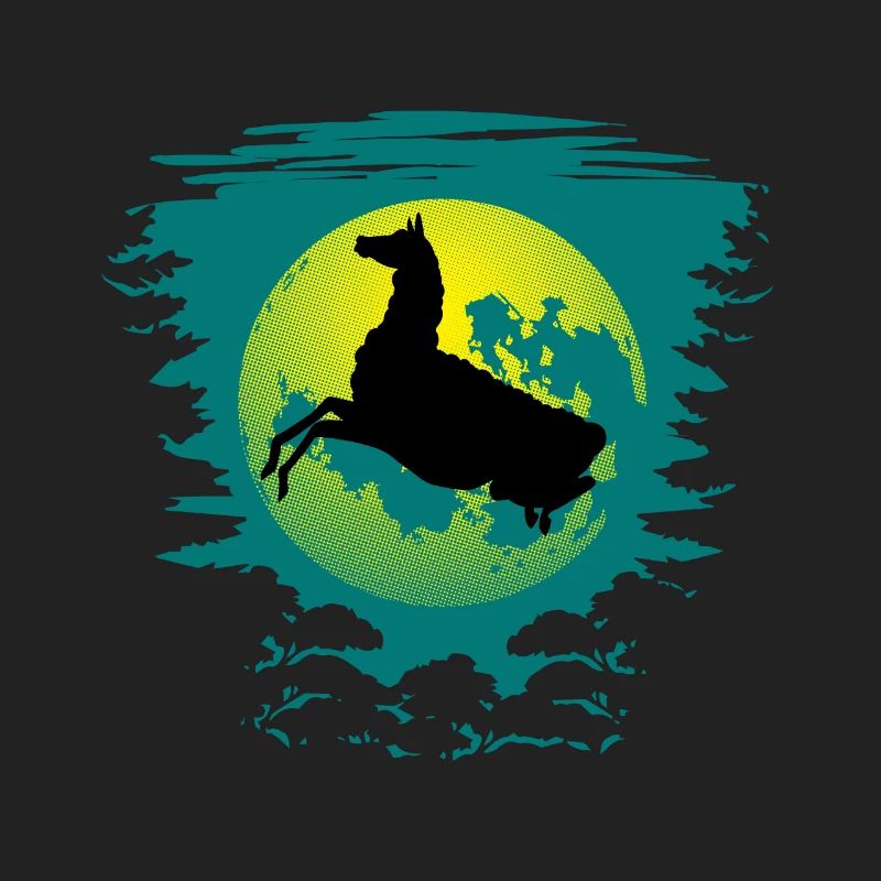 Pferd vor Mond - perfektes Pferde oder Lama Motiv