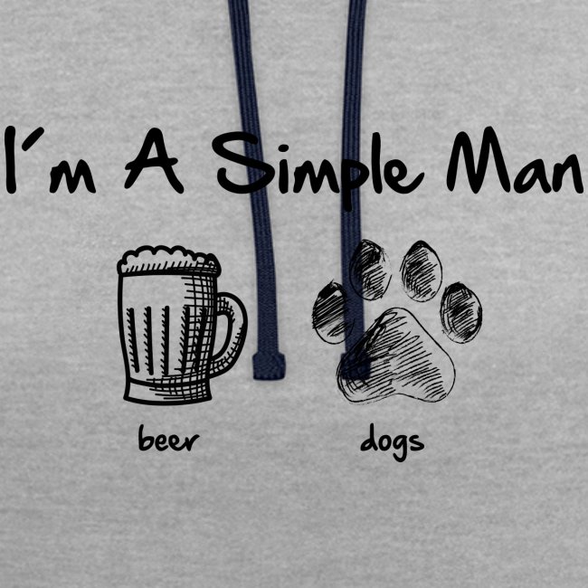 Vorschau: simple man dogs beer - Kontrast-Hoodie