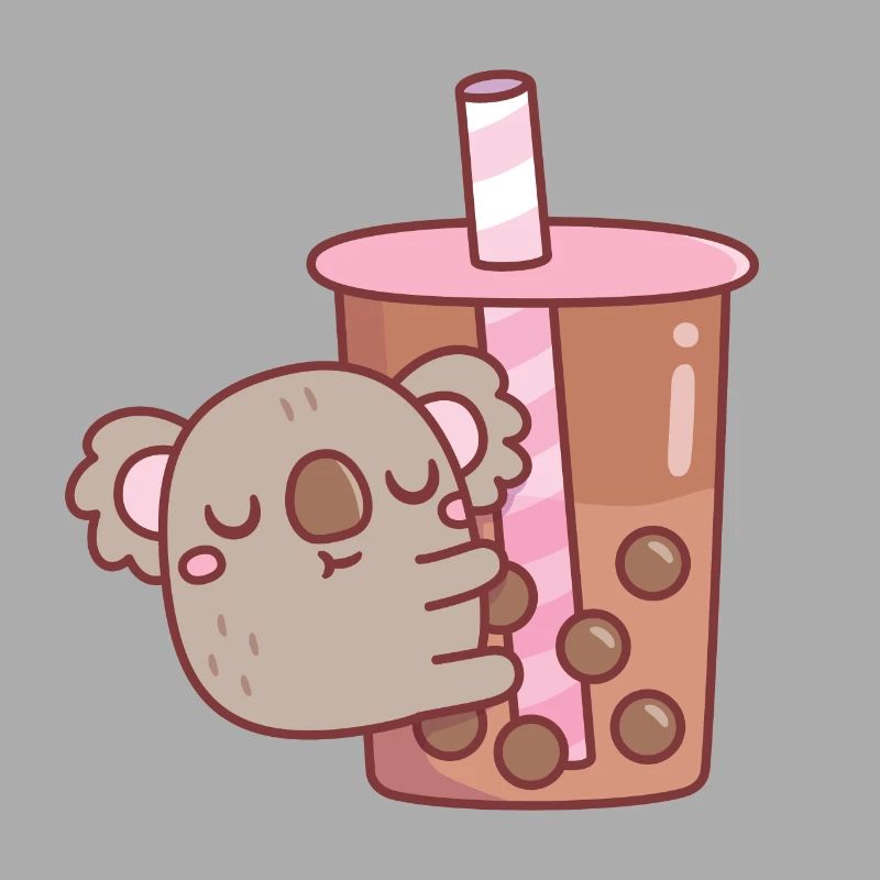 Mignon Chubby Koala Bear Hugging Bubble Tea