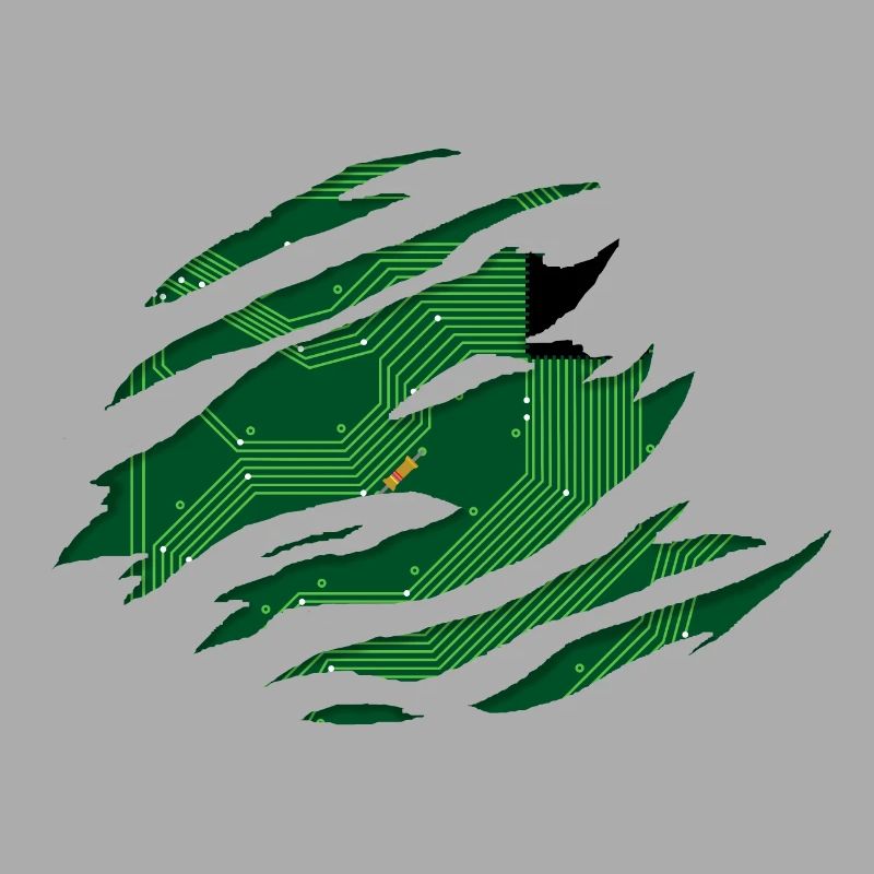 Computer Platine hinter einem Kratzer mit CPU