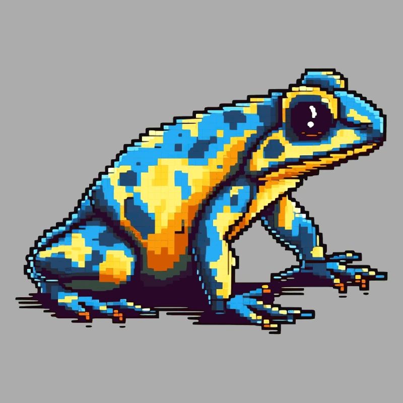 Bunter Pixel 8 Bit Pfeilgiftfrosch