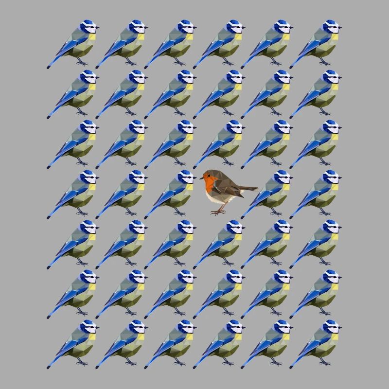 sei anders Blaumeise Rotkehlchen Vogel Muster