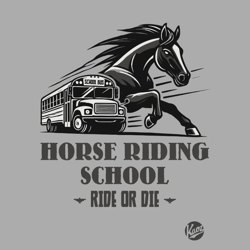Reitschule "Reite oder Stirb", ein Pferde-Motiv