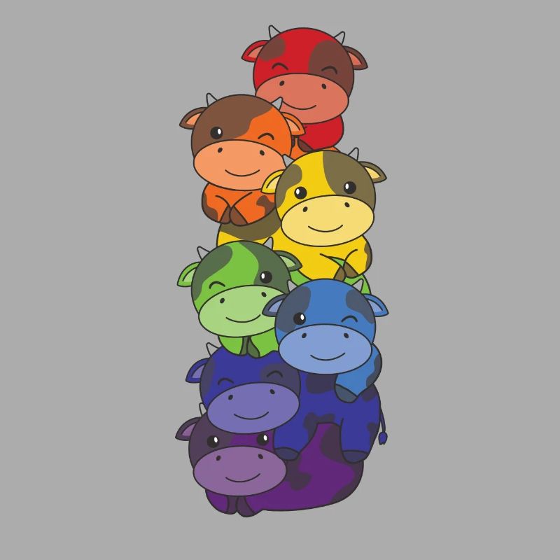 Rainbow Flag Pride LGBTQ Mignon Cow Stack