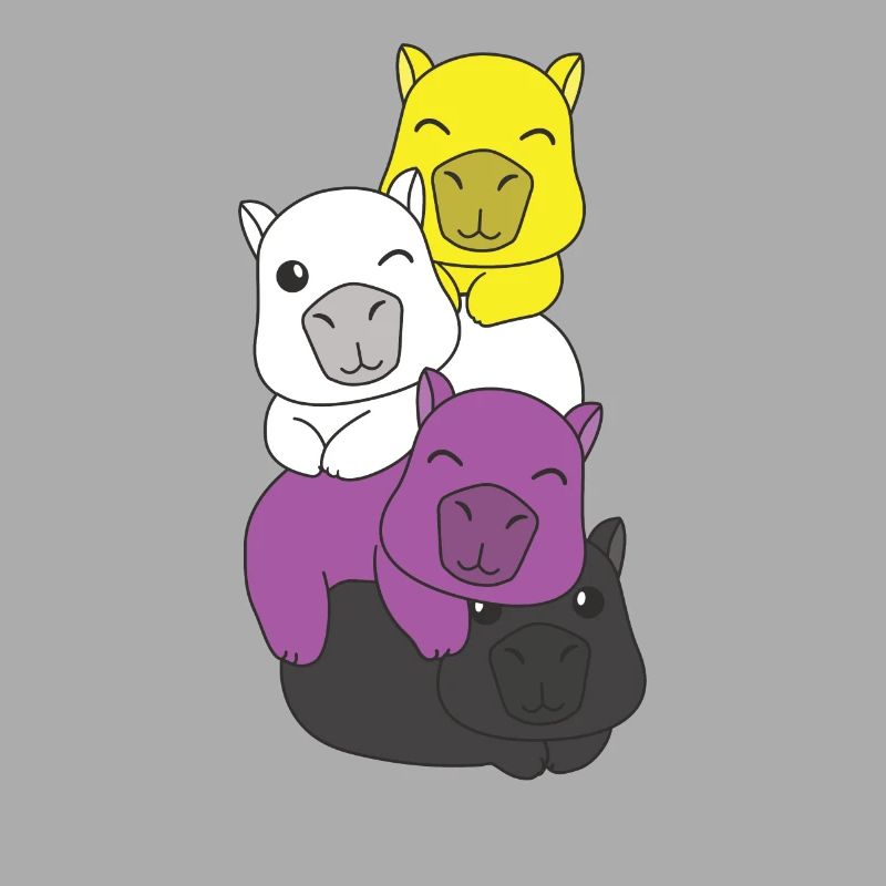 Nonbinary Flag Pride LGBTQ Mignon Capybara Pile