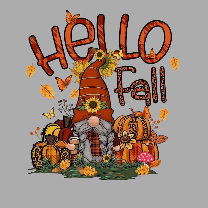 Hello Fall Gnome Thanksgiving Day Pumpkin Patch