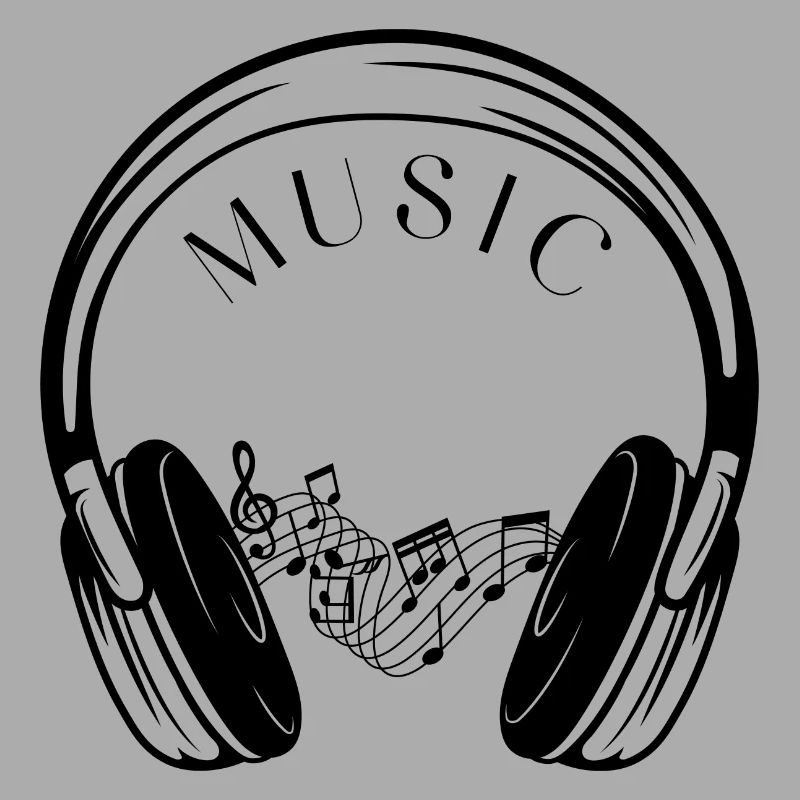 Kopfhörer und Musiknoten.
