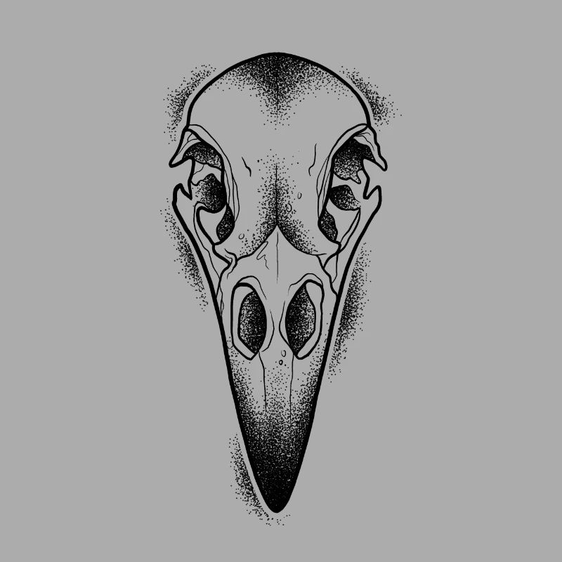 Crâne de corbeau dotwork