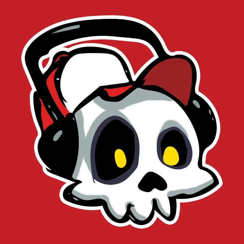 Scull mit Kopfhörern (Schlaganfall)