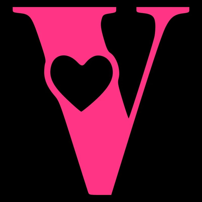 Letter v Initial letter with heart
