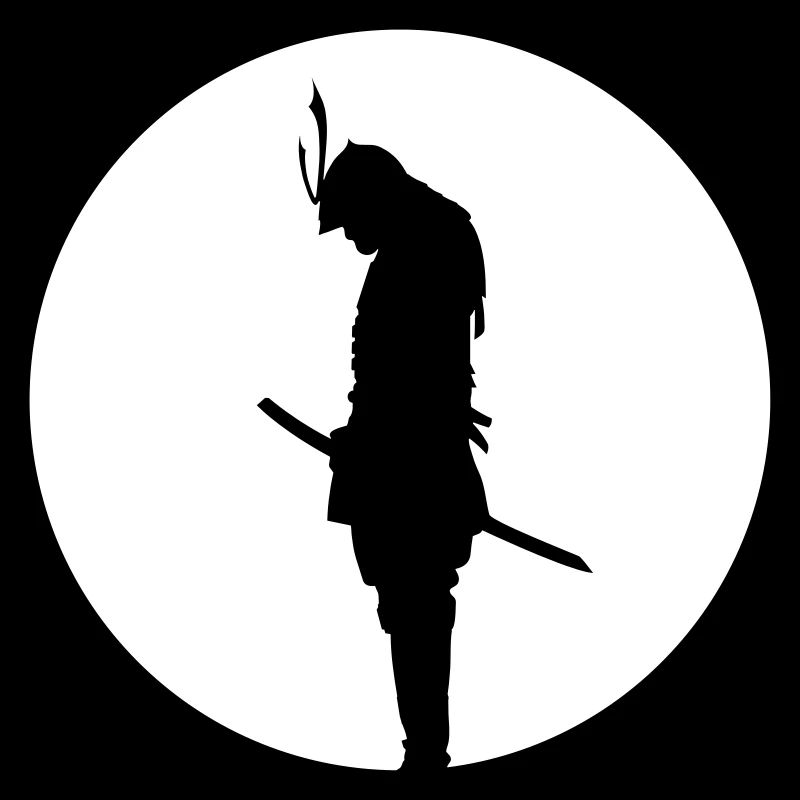 Japan Samurai Warrior - silhouette (Japan flag)
