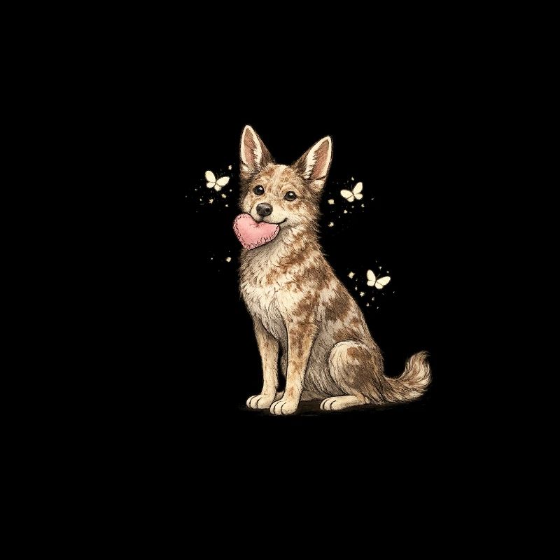 Chien amical avec de l’éclat papillon