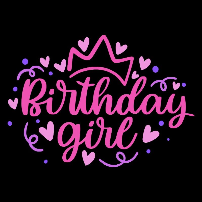 Birthday Girlie mit Krone Herzchen Konfetti