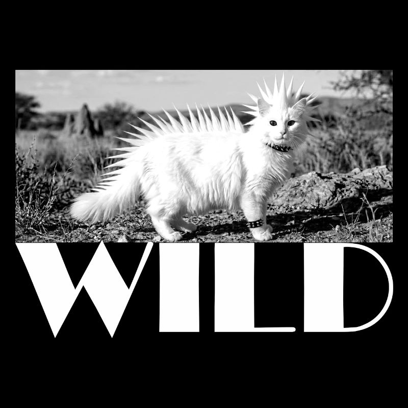 Wild punky cat with spiked mane wild