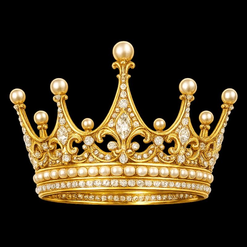 Couronne royale dorée avec des perles