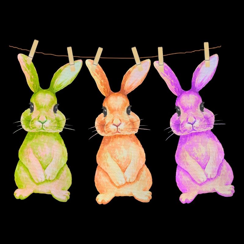 Bunny T-Shirt Cute Clothesline Easter Design Gift