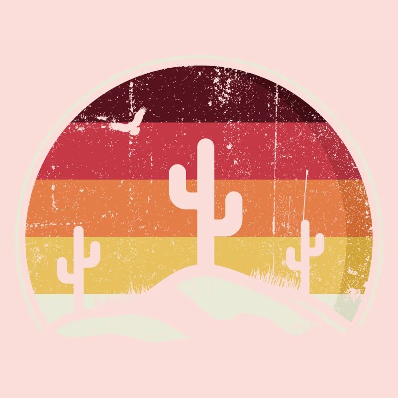 Cercle de cactus du coucher de soleil du désert