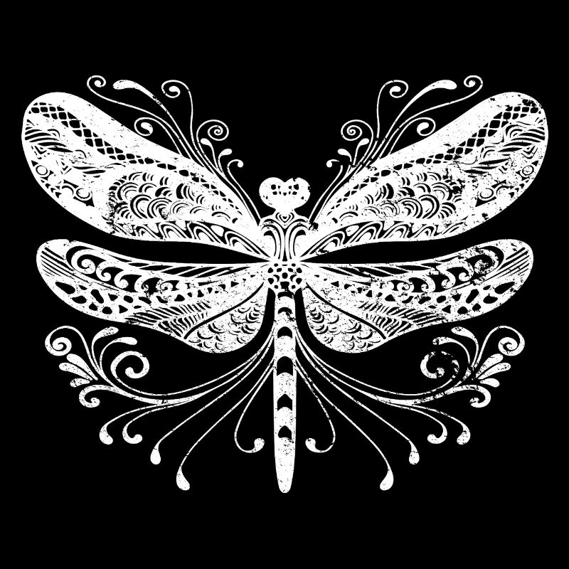 Cute Boho Dragonfly With Flourishes 