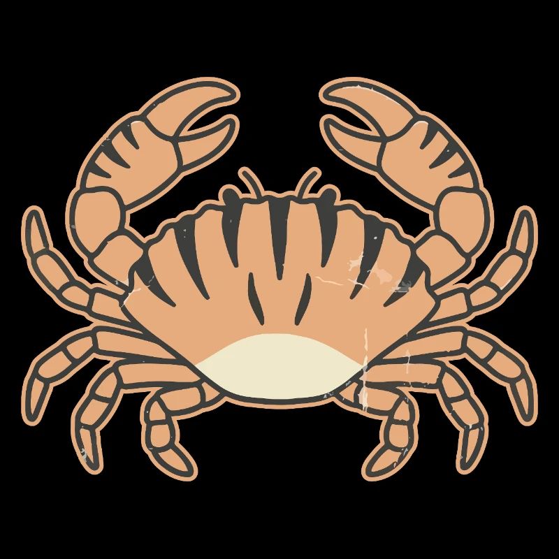 Stylized crab with tiger stripes