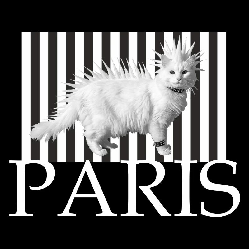 Paris Mohawk Punk Cat in Stripe Print