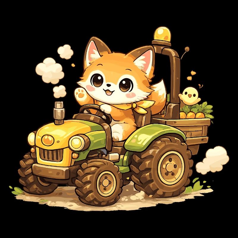 Fox on the tractor