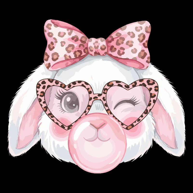 Leopard Glasses Easter Bunny with Pink Bow
