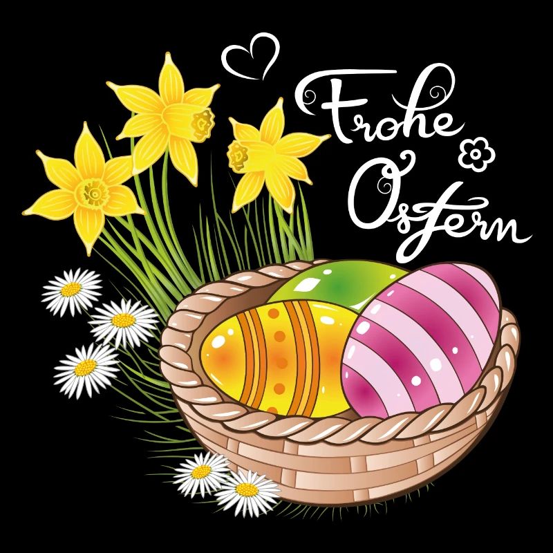 Happy Easter Easter basket Easter eggs Easter flowers eggs