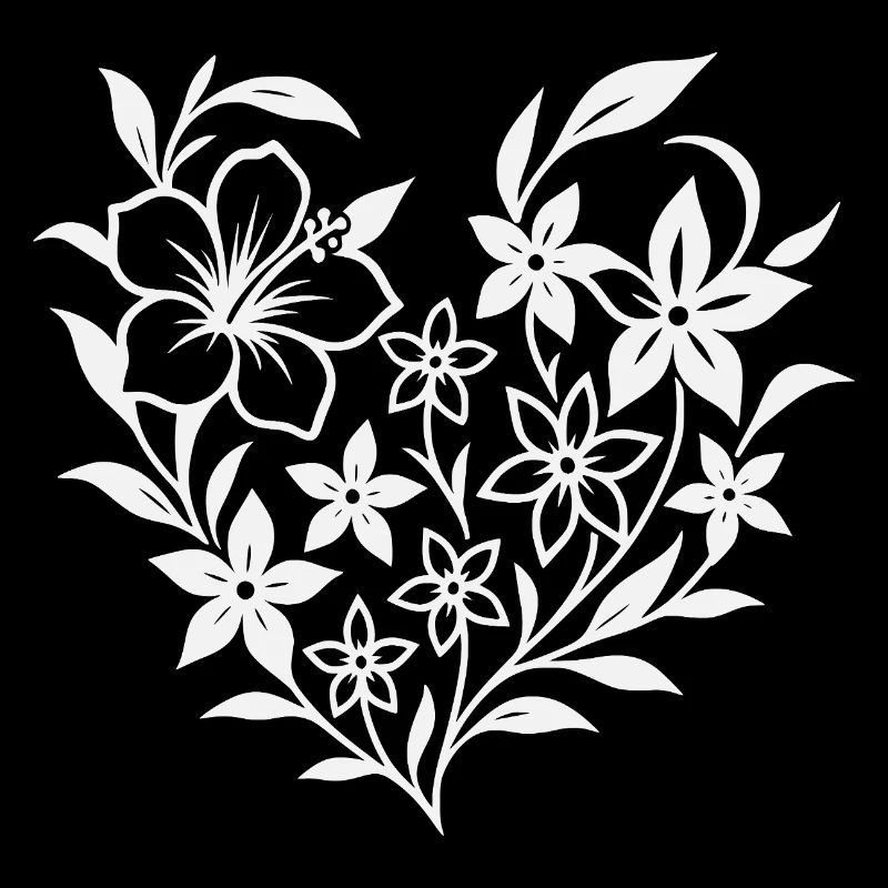 Floral heart pattern in white