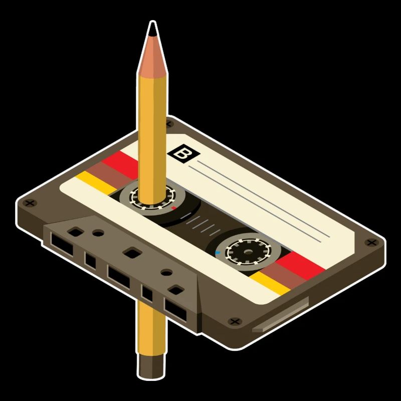 Vintage Kassette mit Bleistift-Design
