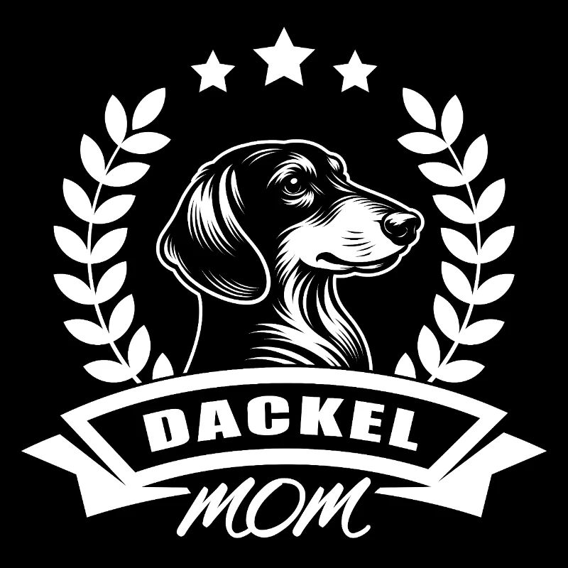 "Dackel Mom" Design mit Banner und Ährenkranz