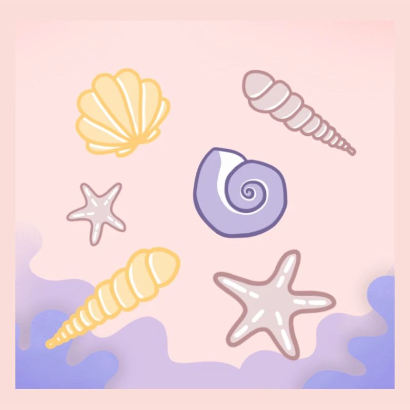 Pastel Sea Shells Starfish