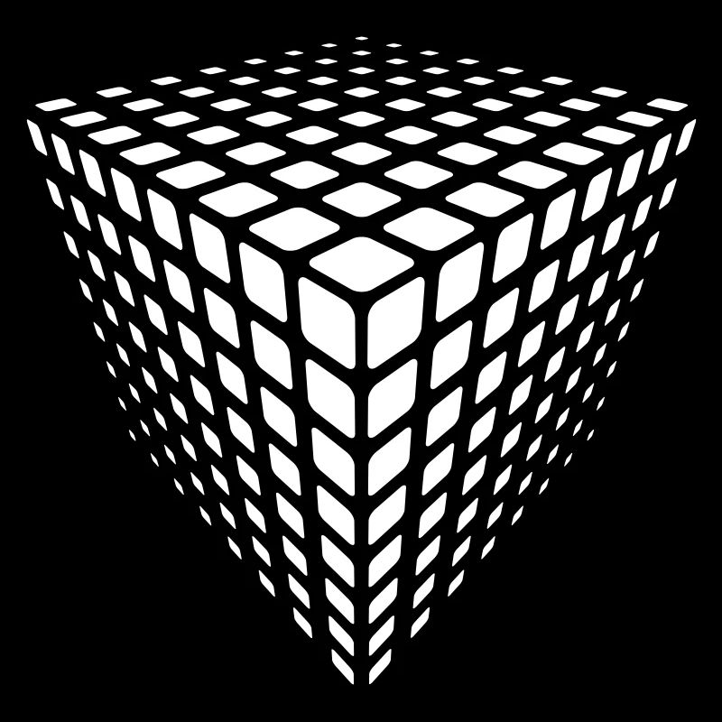 Monochrome Grid Cube Illusion