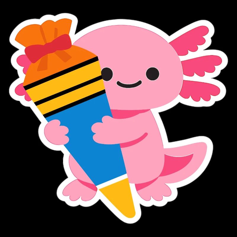 Pinkes Axolotl mit Geschenk-Pinsel