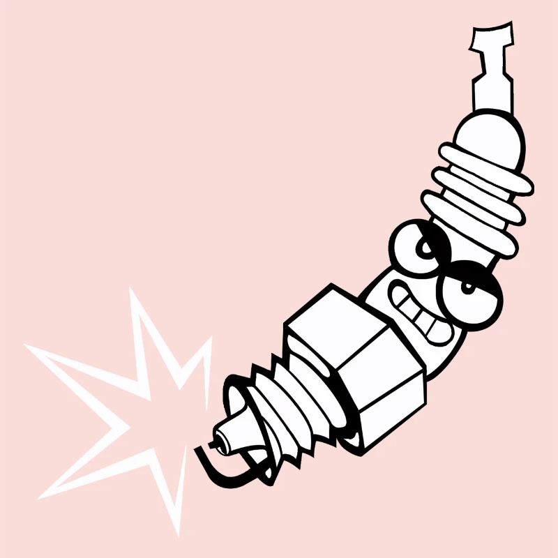 Spark plug comic with face