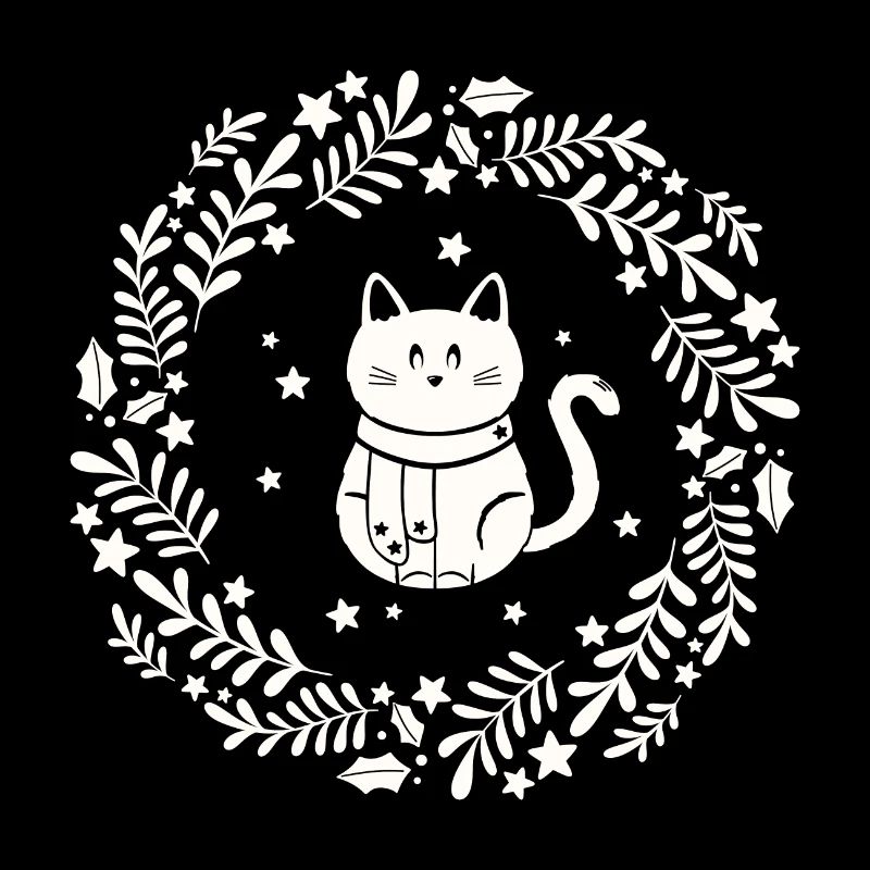 Couronne de Noël avec chat mignon