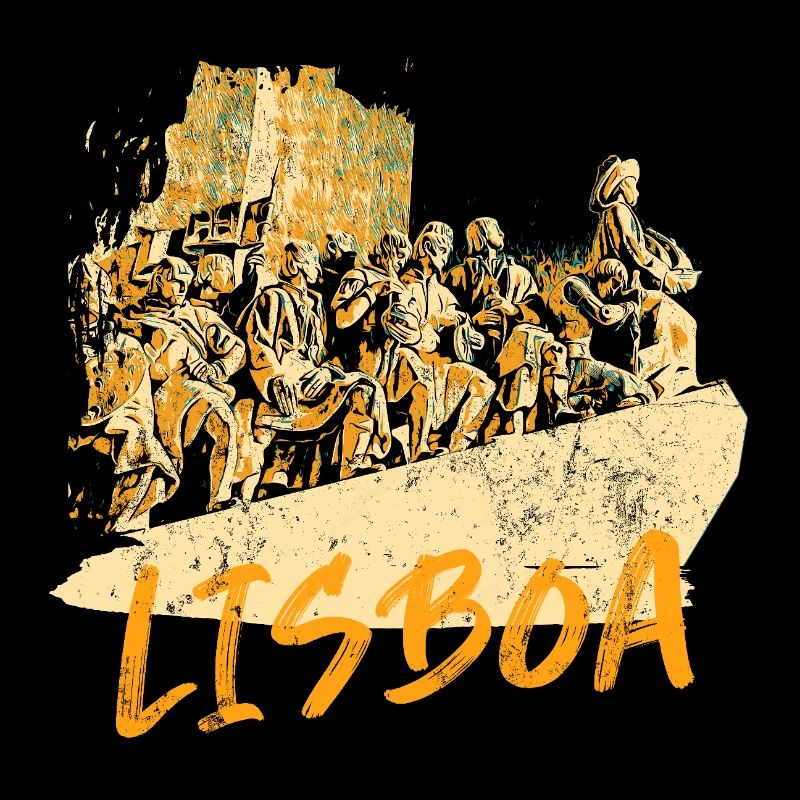 Monument Découvertes Lisbonne illustration ocre