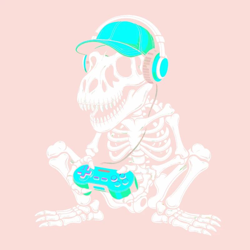 Skeleton DJ with controller and headset