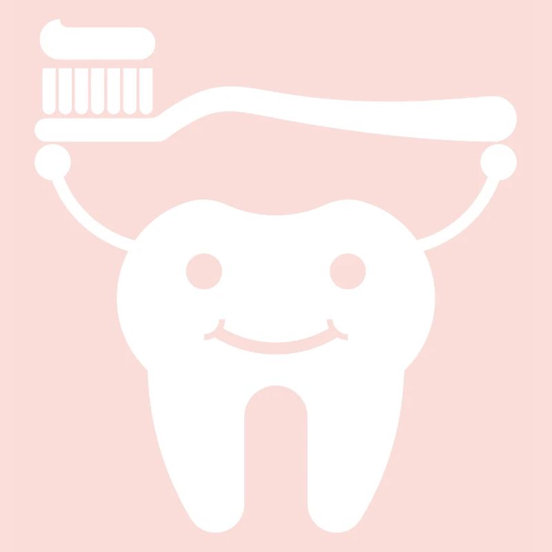 Tooth with toothbrush and toothpaste
