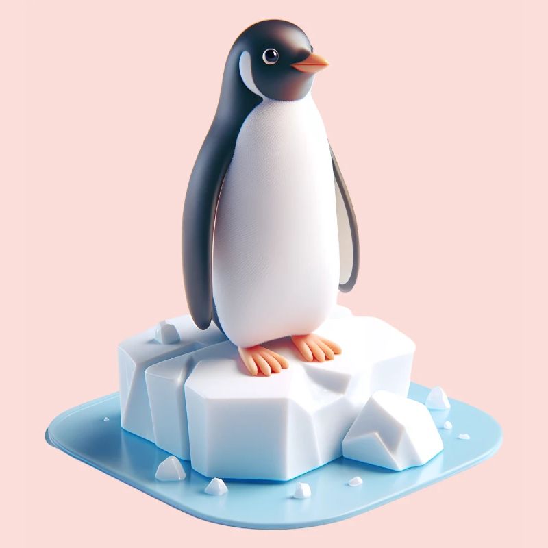 Pinguin auf Eisblock 3D