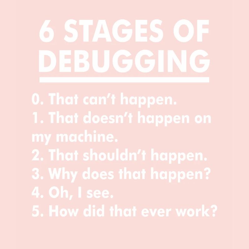 Humorous Debugging Stages Illustration