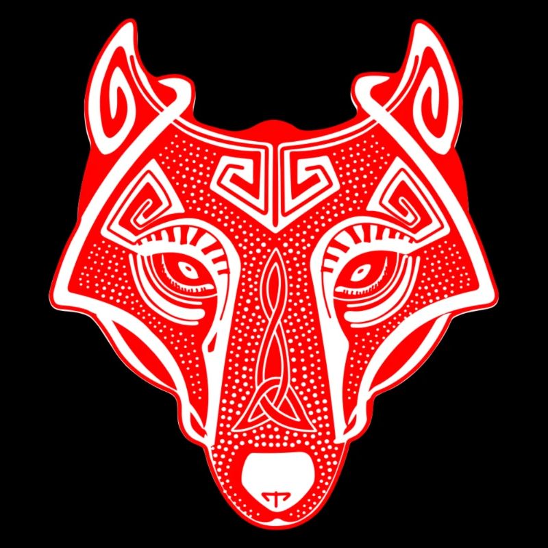 Viking wolf Fenrir valhalla red white