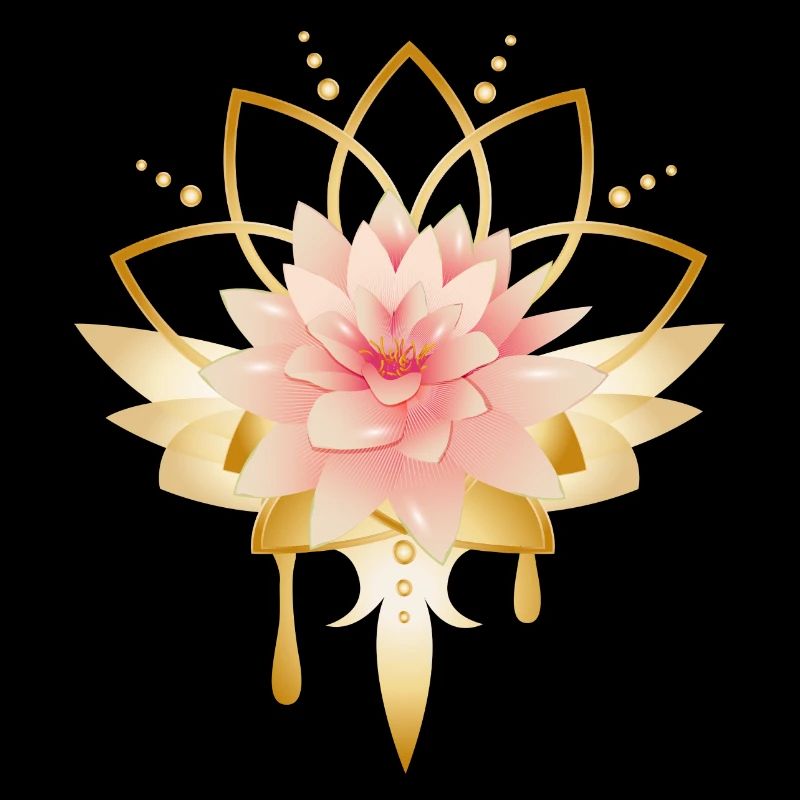 Fleur de lotus avec symbole de fleur d’or